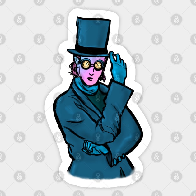 Time Traveler in Top Hat Sticker by Storyfeather